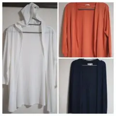 【まとめ売り】レディース M　カーディガン　レーヨン　白・オレンジ・ネイビー