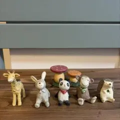 ノーティーアニマル　動物の置物セット 5体➕きのこ椅子のサムネイル