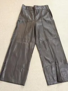 ZARA ザラ フェイクレザー ワイドパンツ ブラウン XS
