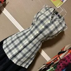 レトロ古着 チェック柄 ロングベスト ヴィンテージ 古着