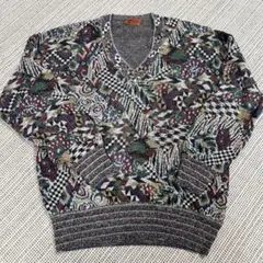 中古MISSONI 幾何学模様 Vネックニットセーター