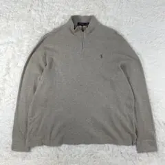 ポロラルフローレン 刺繍ポニー コットンニット ベージュ XL ハーフジップ