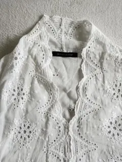 mizuiro ind 刺繍レース 半袖ブラウス ホワイトのサムネイル