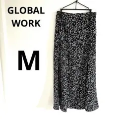 【美品】　GLOBAL WORK 花柄　ロングスカート　ブラック　M