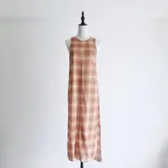 MACPHEE tomorrowlandオンブレチェック ワンピース　オレンジ
