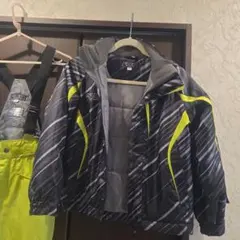 SUET スキーウェアセット 140 黒/黄緑