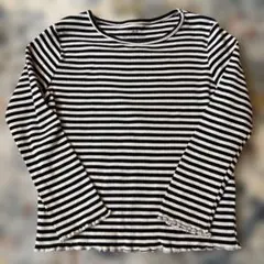 H&M 黒白ボーダー長袖カットソー