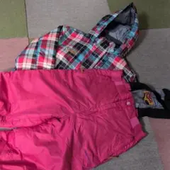 160 子ども用スキーウェア チェック柄上下セット