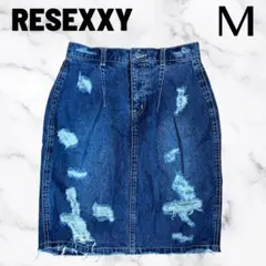 美品✨【RESEXXY】デニムタイトスカート　ダメージ　カットオフ　裏地　M
