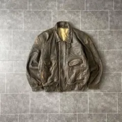 OLD 古着 本革 レザージャケット スタンドカラー ダークブラウン