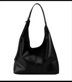 調節可能 ショルダーバッグ トートバッグ 黒バッグ 無地 レザー調 大容量