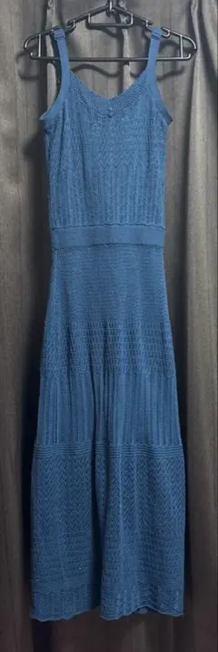 CECIL McBEE ニットロングワンピース ブルー M キャミワンピ