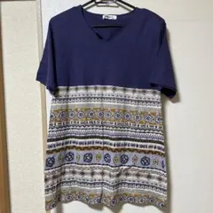 QUINTY エスニック柄 半袖Tシャツ　チュニック風のサムネイル