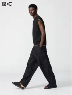UNIQLO C ワイドフィットカーゴパンツ BLACK M