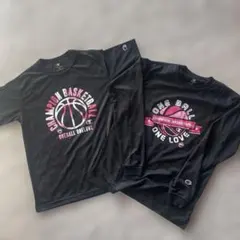 Champion バスケットボール Tシャツ 160 黒（半袖・長袖セット）