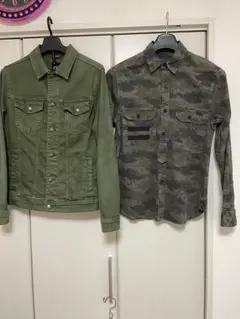 ZARA メンズ　オリーブグリーン デニムジャケット