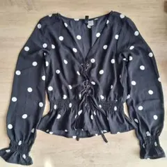 H&M ドット柄 長袖ブラウス