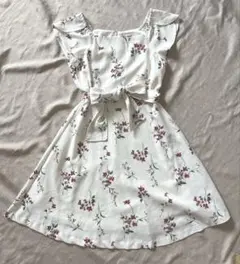 ミッシュマッシュ　花柄ワンピース　白