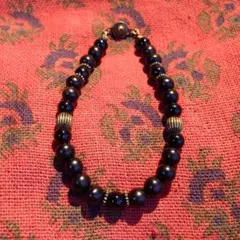 ウッドビーズ オニキス コンビネーション ブレスレット 6mm 19cm