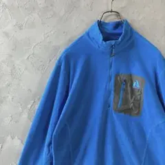 ヴィンテージ　プルオーバー　ハーフジップ　刺繍　フリース　薄手　古着　LO19