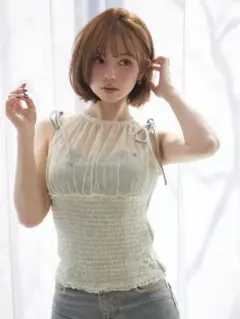 andmary Alice shirring tops ivory - メルカリ