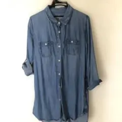 AZUL by mousy デニムボタンアップシャツチュニックSサイズ
