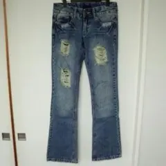 SLY スライ ダメージ＆リペア加工デニムパンツ ジーンズ moussy