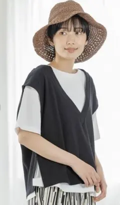 LEPSIM レプシィム フカVネックカットベスト ブラック