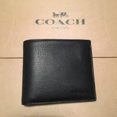 新品 COACH コーチ カーフレザー 財布 メンズ ブラック