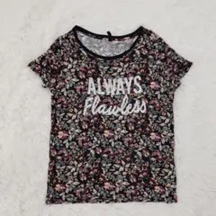 DIVIDED レディース半袖Tシャツ　カットソー　薄手　花柄　黒　プリントSのサムネイル