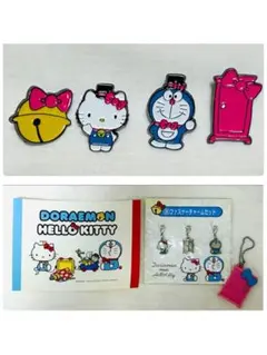 ハローキティ ドラえもん コラボ チャーム ミラー ステッカー ピンバッジ