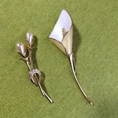 エレガントな花のブローチセット