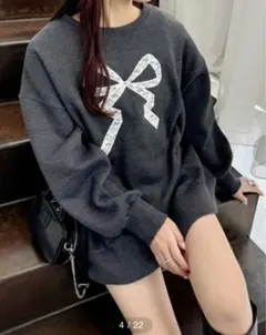 one after another NICE CLAUPリボンレース スウェット