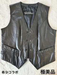 希少 ハインゲリッケ×ハーレーダビッドソン レザーベスト M 黒 バイカー 本革