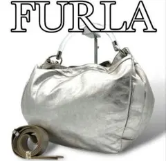 フルラ FURLA 2way ショルダーバッグ シルバー レザー 革のサムネイル