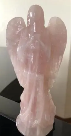 希少　大　ローズクォーツ　天使　天然石置物　エンジェル　水晶