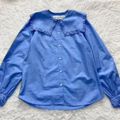 極美品✨シンゾーン コットン フリル セーラーカラー ブラウス 36