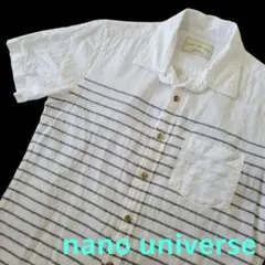 nano universe 半袖シャツ ボーダー柄 ホワイトのサムネイル