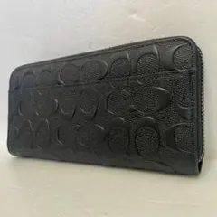 ☆美品 COACH コーチ エンボスレザー 長財布 ブラック シグネチャー柄