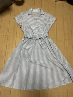 any SiS ストライプ シャツワンピース 半袖