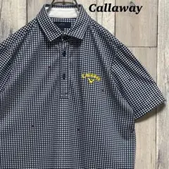キャロウェイ　Callaway ポロシャツ　半袖　刺繍ロゴ　総柄　M