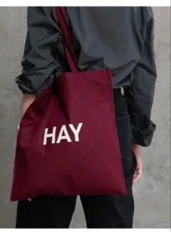 【美品】[HAY] ヘイ トートバッグ　 バーガンディ★オーガニックコットン
