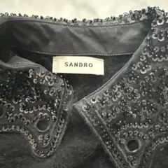 SANDRO ビーズ装飾襟付き黒長袖ニットのサムネイル