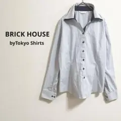 b377【BRICKHOUSEby東京シャツ】ビジネスオフィスシャツカジュアル綿