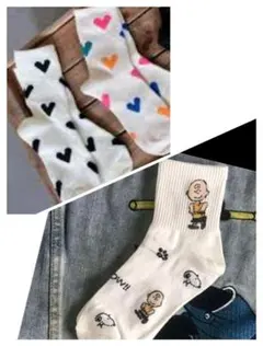 ハート柄とチャーリー・ブラウンソックスセット