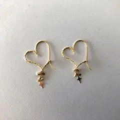 10Kイエローゴールド　ハート型フープピアス