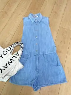 ★ZARA デニムのショート丈のサロペット　XSサイズ★
