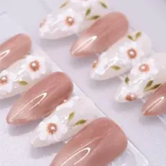 467 ネイルチップSサイズ 韓国 大人可愛い 立体フラワー マグネット ピンク