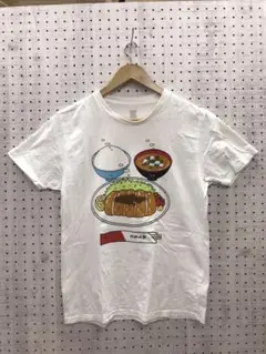 トンカツ定食 キャラクター イラスト デザイン プリント 半袖Tシャツ