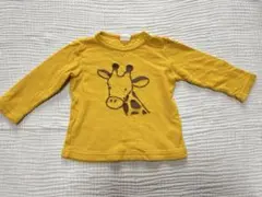 キリン 刺繍 トップス 80cm 長袖 イエロー ロンT カットソー 秋服
